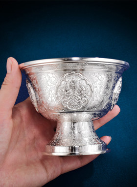 雕花八吉祥摆件999纯银民族风