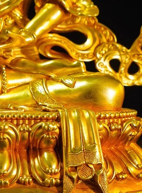 藏式纯铜七寸般若佛母佛像鎏金家用供奉摆件精品仿古鎏金铜像