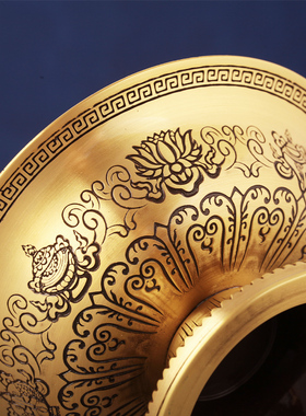 护法杯小号 西藏式金刚杵黄铜供水杯供佛杯 八吉祥密宗古色摆件