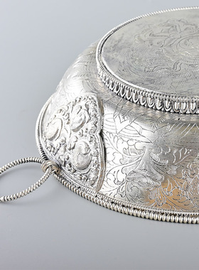 尼泊尔供具水陆供全套白铜鎏纯银手工供盘七供水碗水财神供修法器