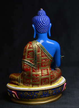 吉祥神像纯铜彩绘精工供奉药师佛