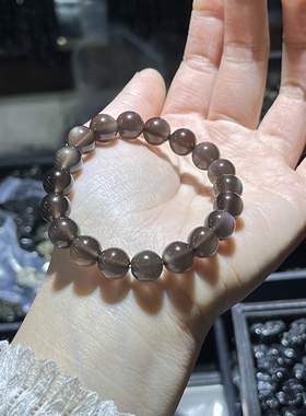 收藏级黑曜石招财手串冰种彩虹眼黑曜石合生肖普陀天然转运手链