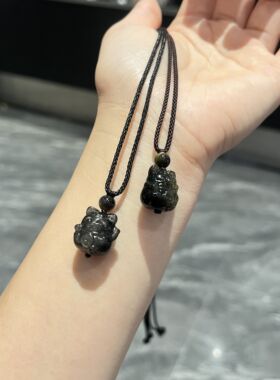 黑曜石吊坠金银曜石收藏级亮光泽