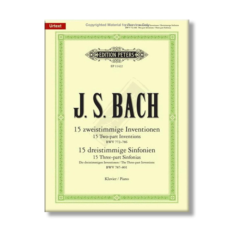 巴赫 二三部创意曲BWV772-801 钢琴独奏 彼得斯原版进口乐谱书 PETERS Bach Two Three part Inventionen Sinfonien Piano EP11422 - 图3