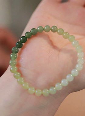 新款网红古风和田玉手链女生小众精致渐变碎冰冰清凉手饰闺蜜礼物