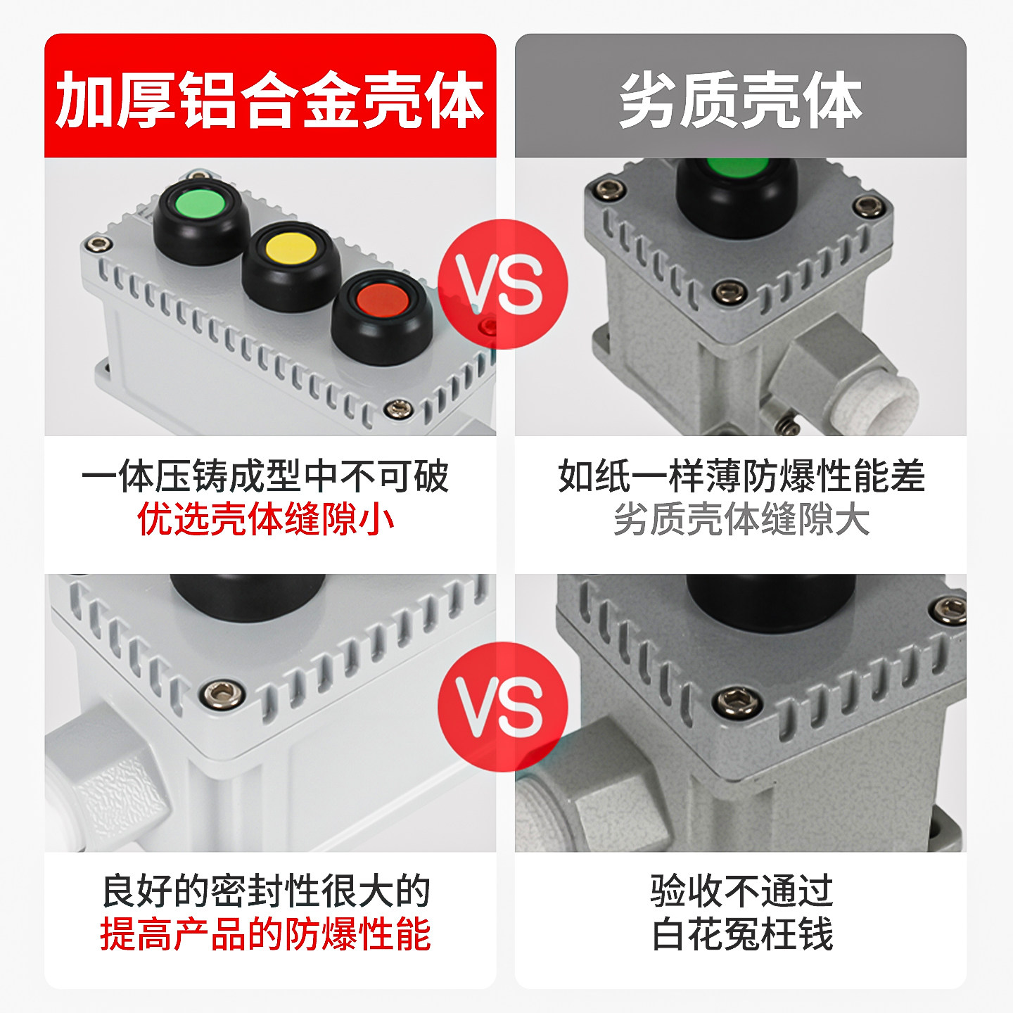 LA53-1H 2H 3H 4H防爆防腐控制按钮盒按钮开关急停按钮盒自锁控制 - 图2