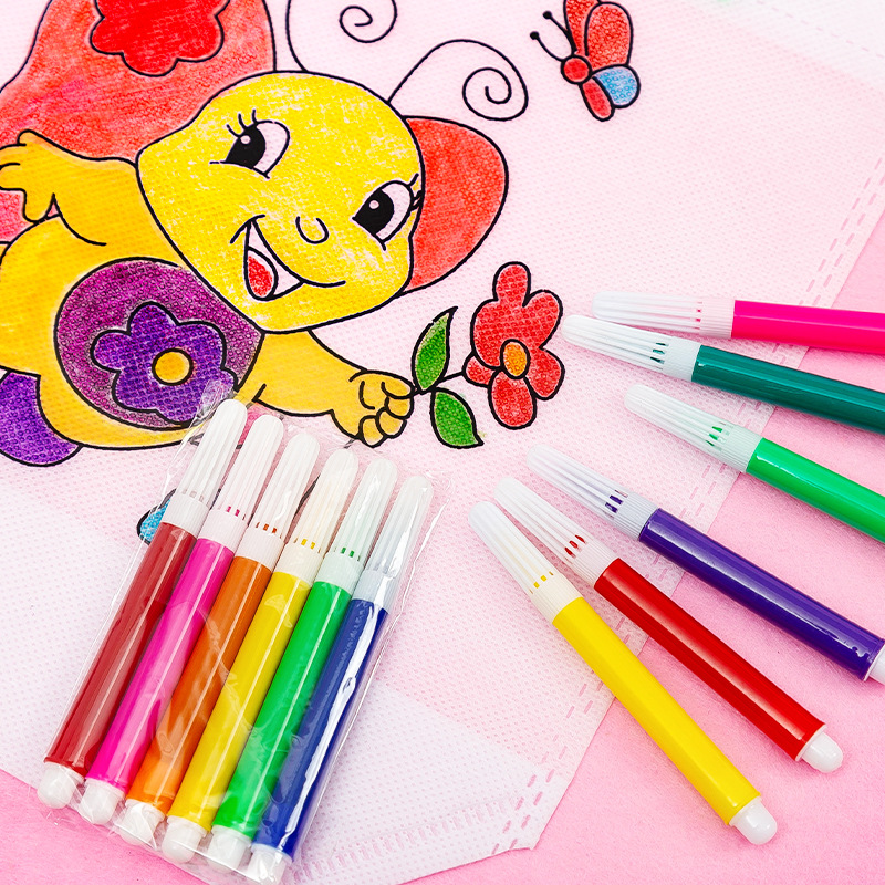 12色6色迷你彩笔少儿幼儿园涂色绘画水彩笔 彩色画笔涂鸦画画文具 - 图1