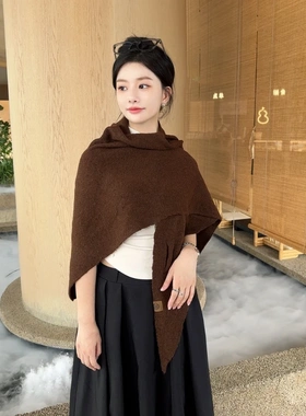 团圆优选慵懒出街含羊毛三角围巾女秋冬护颈保暖围脖漂亮洋气外搭
