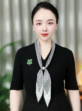 春夏新款女士贝珠长条丝巾项链