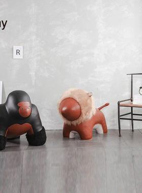 台湾Zuny超大皮质动物家居摆件饰品大象凳子 猩猩长颈鹿河马 狮子