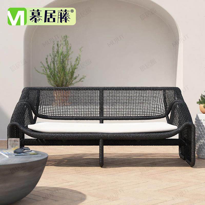 户外双人沙发藤编室外休闲 庭院防水阳台躺椅样板房客厅小藤椅家,淘宝优惠券,粉丝福利购,淘宝优惠卷