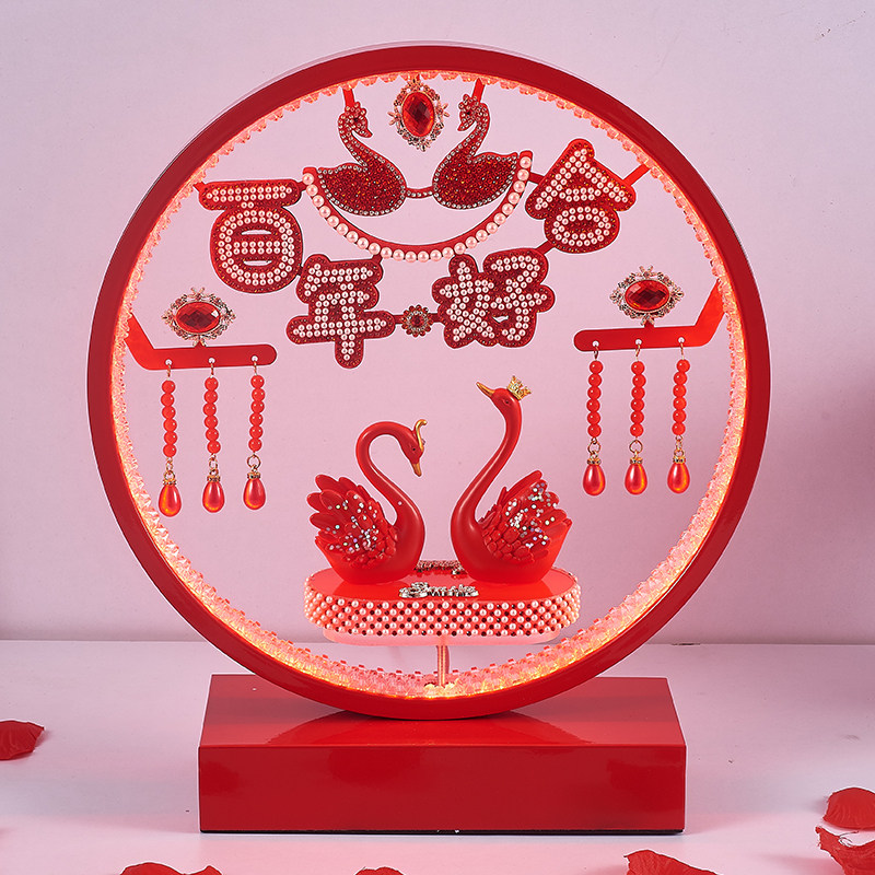 2025新款婚庆结婚长明灯新婚台灯婚房床头灯陪嫁喜灯红色旋转一对