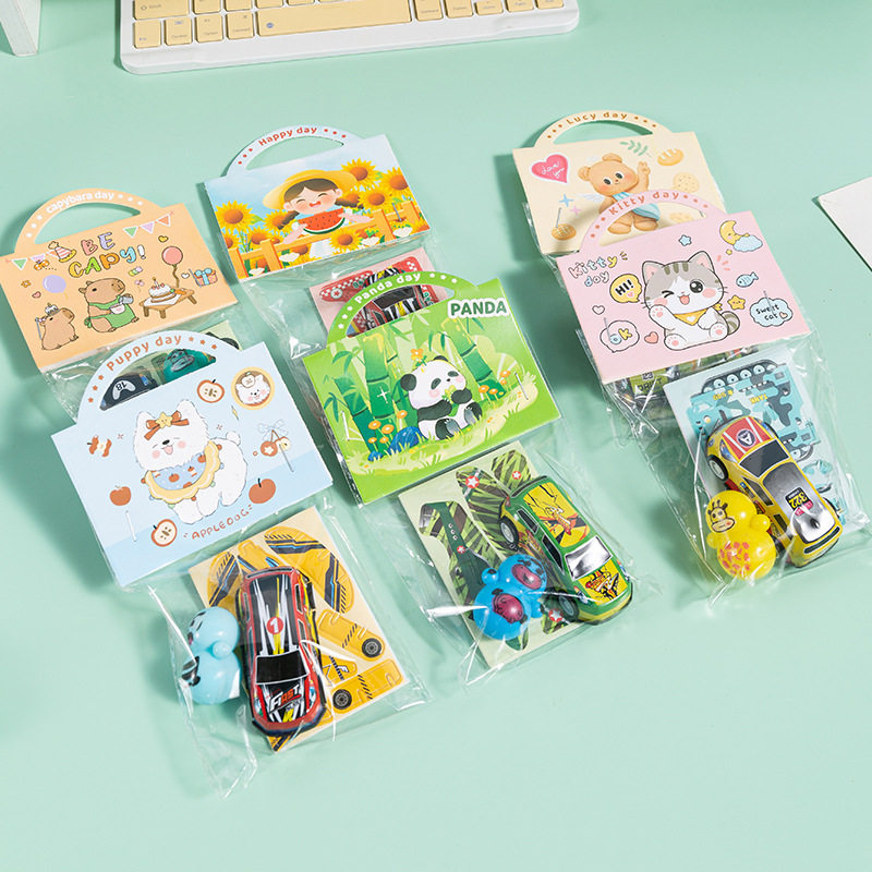 Children's iron pull-back car set Douyin prize toys