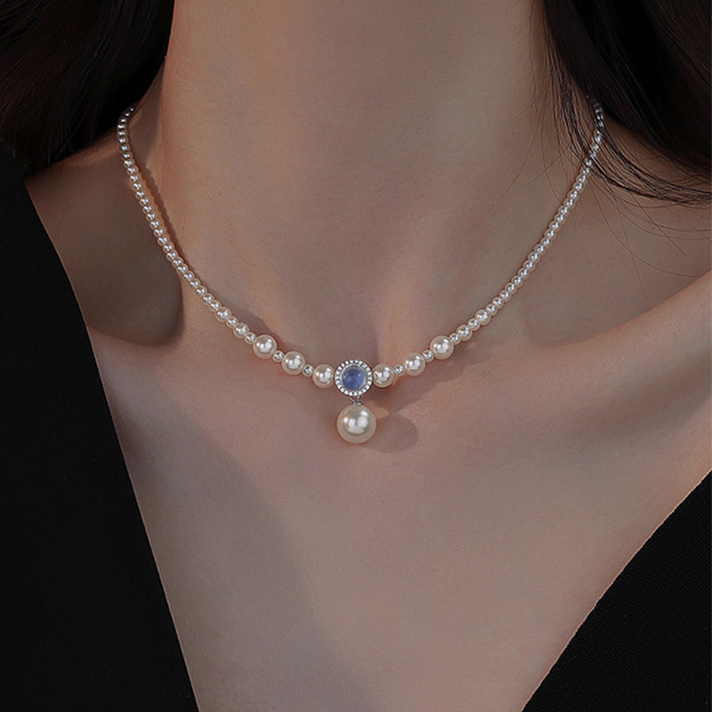 大小珠渐变珍珠项链颈链女款2025轻奢小众锁骨链毛衣链配饰微笑链,淘宝优惠券,粉丝福利购,淘宝优惠卷