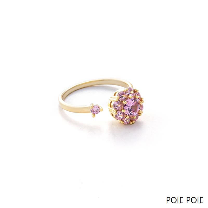 高级感抖音爆款轻奢时尚旋转气质粉色戒指超闪满钻开口指环个性女 - 图2