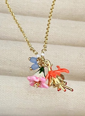 秘密花园花朵百合项链轻奢