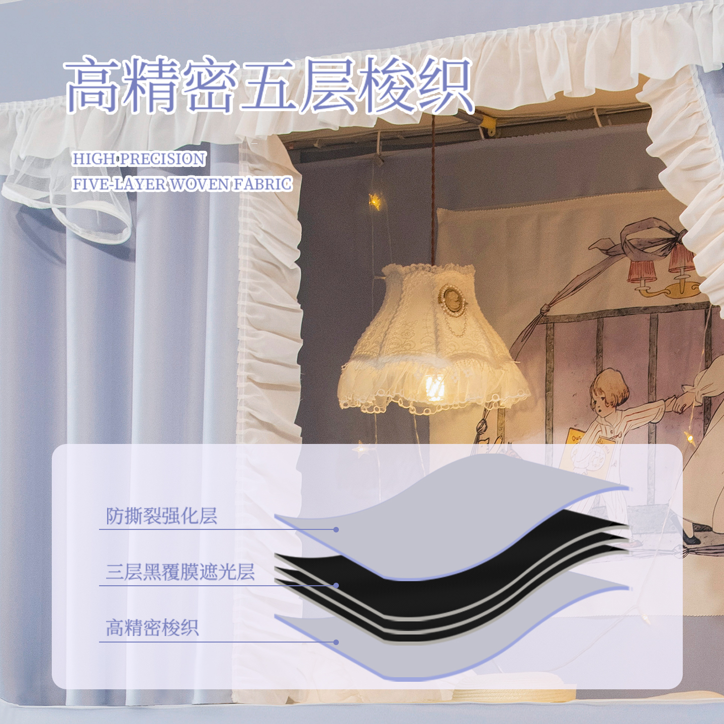 【zap新品】大学生宿舍床帘蚊帐一体式全封闭遮光床帘上下铺通用 - 图1