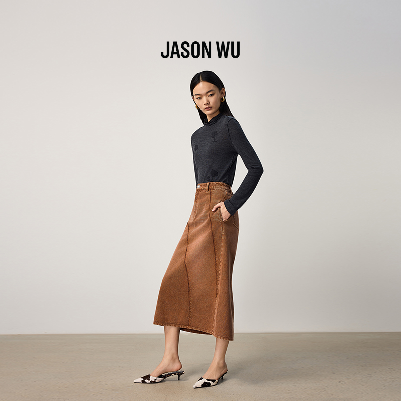 【绵羊毛】JASON WU2025秋季新款高档立体花卉简约优雅打底针织衫 - 图2
