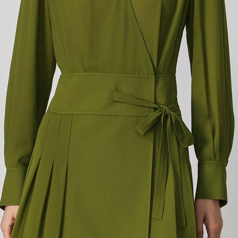 【刘亦菲同款】JASON WU25秋季新款气质百褶衬衫系带连衣裙雪纺裙,淘宝优惠券,粉丝福利购,淘宝优惠卷