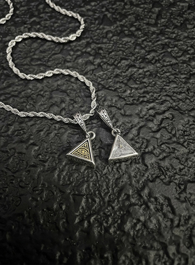 钛钢麻花链中性上帝之眼几何项链