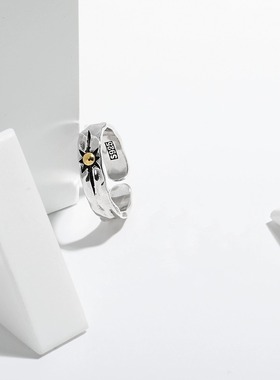 中性镀银美式嘻哈风开口戒指