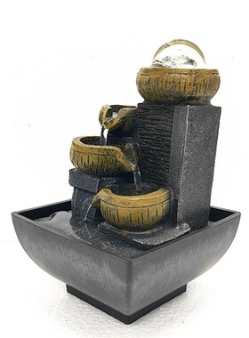 创意新款流水摆件桌面小喷泉树脂C工艺品办公室风水家居饰品礼品