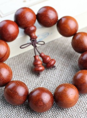 檀木手串红木花梨108颗佛珠y情侣手链饰品文玩念珠本命年配饰转运