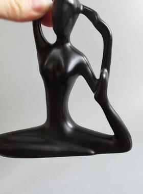 白瓷人物简约装饰 少女抽象现代瑜C伽陶瓷摆件 功夫瑜伽创意工艺