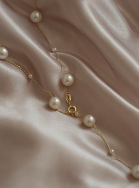 珍珠坠落法式高级感小众复古流苏珍珠Y字设计感项链/锁骨链女