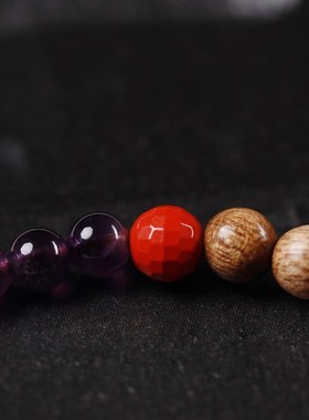 【壮的响亮】天圆貔貅 金丝楠木/紫水晶朱砂珠手链手串饰品单圈