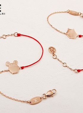 鼠年本命年十二生肖鼠红绳手链女老鼠手绳百搭小老鼠属鼠饰品礼物