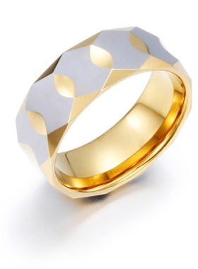 新款饰品 时尚钨钢戒指 潮流男女通用钨钢指环 几何棱形戒指