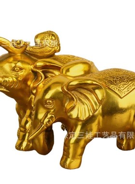 黄铜大象摆件一对大象铜象吸水招米象办公室店铺开业礼品客厅摆设