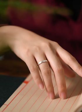 999纯银本命佛情侣戒指男女一对情侣款素圈对戒简约开口可调刻字