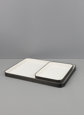 简约金属皮革托盘摆件样板间家居客厅茶几桌面收纳果盘.创意装饰