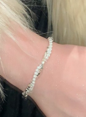 碎银子珍珠手链轻奢小众精致闺蜜手串珠手链女2023年新款手绳饰品