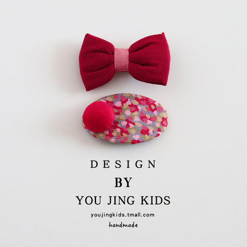 红色丝绒蝴蝶结发夹儿童新年大红女孩发卡刘海夹女童BB夹宝宝头饰 - 图3