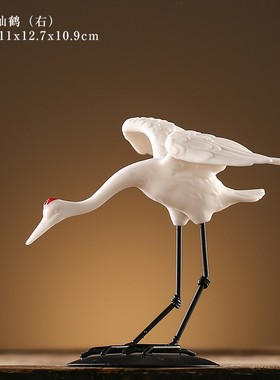 鱼缸造景装饰中式仙鹤陶瓷白鹤盆景园林微景观小摆设禅意沉水摆件