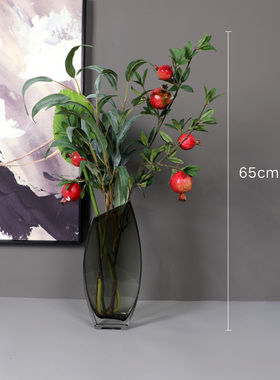 新中式客厅茶几玻璃花器托盘饰品样板房书房软装组合网红家居摆设