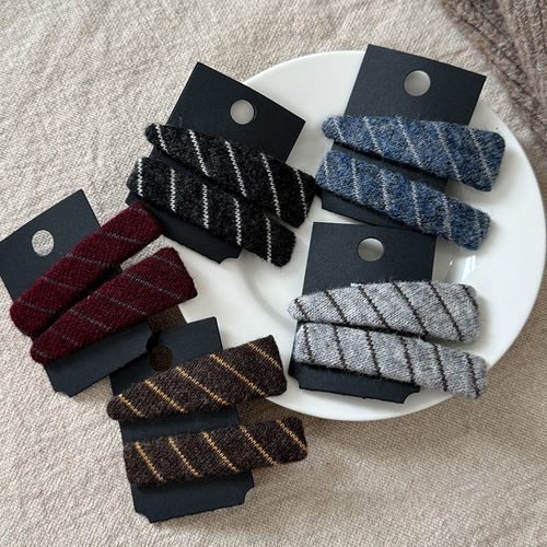 韩版秋冬撞色斜纹发夹边夹侧边对夹2025新款高端刘海夹女发卡夹子 - 图0