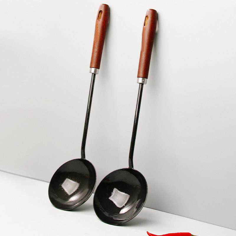 手工锻打熟铁炒勺木把炒勺家用 厨具炒菜勺子 蛋饺老式长柄炒菜勺,淘宝优惠券,粉丝福利购,淘宝优惠卷