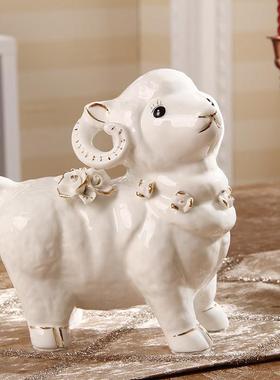 欧式陶瓷动物羊摆件家居客厅办公室乔迁装饰品结婚喜庆礼物工艺礼