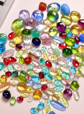 宠物小石头夜光树脂小配件可爱萌粒diy饰品配件手工玩具石头小宠