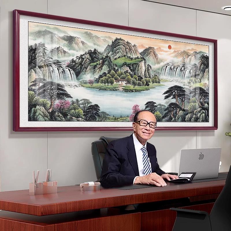 中式风格山水画客厅挂画聚宝盆风景国画装饰画办公室中堂背景墙风 - 图2