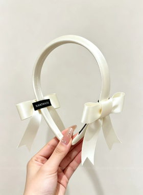 韩系缎面双蝴蝶结发箍高颅顶