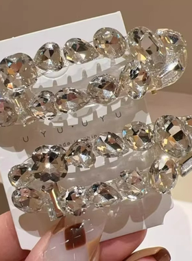 韩版白色水晶重工水钻刘海边夹
