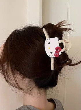 韩系可爱风小猫抓夹高级感少女发抓半扎盘发夹子鲨鱼夹百搭发饰