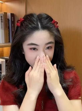 高级感红色蝴蝶结水钻小抓夹女简约气质刘海夹侧边碎发夹子发饰