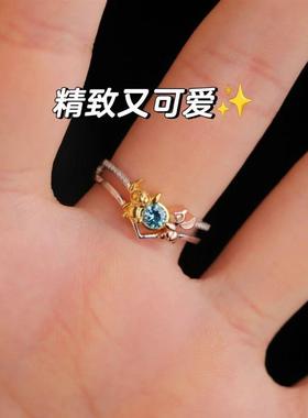 新款 史迪仔联名戒指史迪仔与安琪情侣戒指甜美简约百搭轻奢