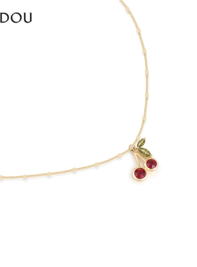 阿吉豆AJIDOU项链水晶樱桃吊坠